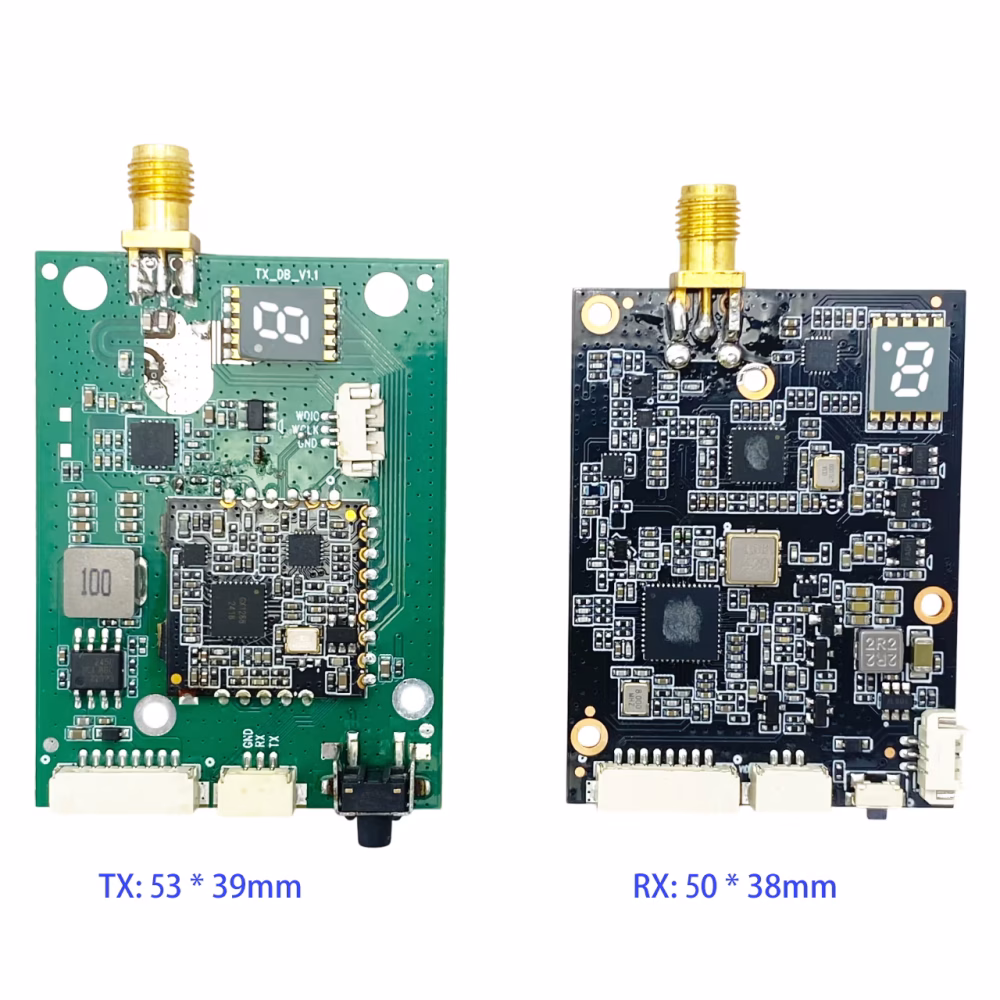 Analogowy nadajnik i odbiornik wideo FPV AHD CVBS Wejście kamery Częstotliwość 100 MHz-3,3G ultraszerokopasmoweliwości 100 Mhz-3.3G New Analog FPV Video Transmitter and Receiver AHD CVBS Camera input 100Mhz-3.3G frequency ultra-wideband