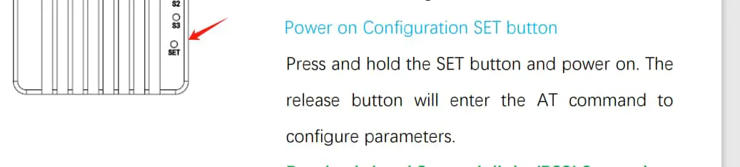 Power on the Configuration SET button on the telemetry radio 
