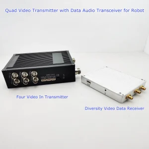 Quad Video Transmitter na may Data Audio Transceiver para sa Robot o Mini Remote Operated Vehicle