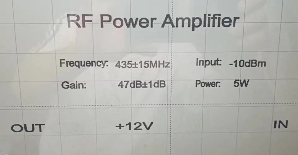 RF Power Amplifier frequency gain input and power