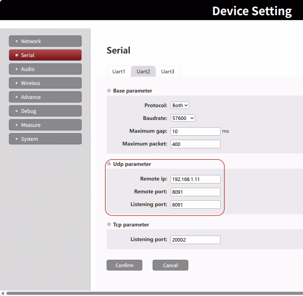 UDP setting of Connect flight control to drone video data link via TCP
