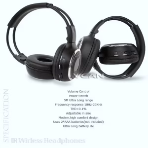 WL-2008 car wireless IR stereo TV headphone infrared headset with  TV, VCR, VCD, DVD, or audio system
