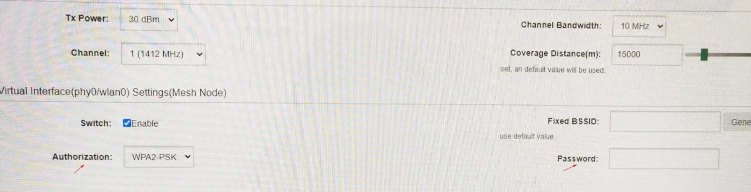 mesh ip radio set authorization and password for the wireless video data transmitter and receiver