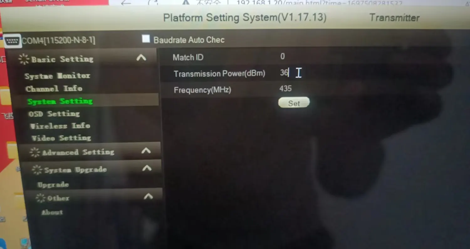 platform setting system for quad video input ground robot mini remote vehicle parameter modification