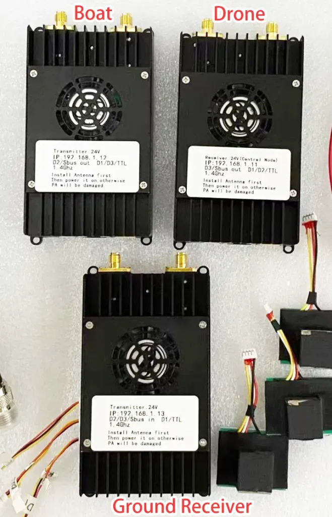 Soluzione ripetitore drone di trasmettitore e ricevitore video wireless a lungo raggio TX900-10W PA 15 Drone repeater solution of long-range wireless video transmitter and receiver TX900-10W PA 5