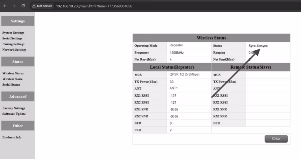 what is this sync unsync on the wireless status